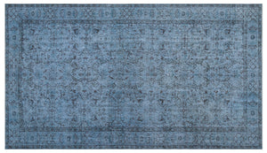 Blue Over Dyed Vintage Rug 5'5'' x 9'7'' ft 166 x 292 cm
