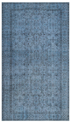 Blue Over Dyed Vintage Rug 5'5'' x 9'7'' ft 166 x 292 cm