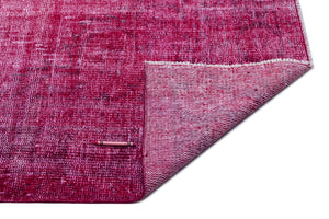 Fuchsia Over Dyed Vintage Rug 5'8'' x 9'2'' ft 172 x 280 cm