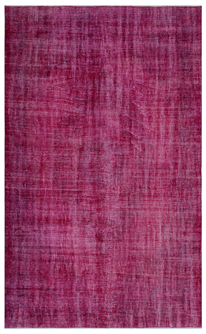 Fuchsia Over Dyed Vintage Rug 5'8'' x 9'2'' ft 172 x 280 cm