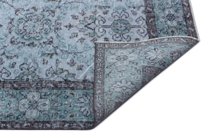 Blue Over Dyed Vintage Rug 5'4'' x 9'2'' ft 162 x 280 cm