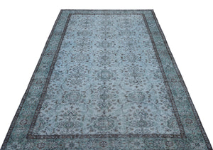 Blue Over Dyed Vintage Rug 5'4'' x 9'2'' ft 162 x 280 cm