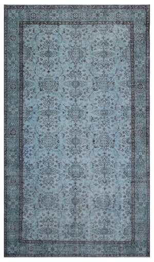 Blue Over Dyed Vintage Rug 5'4'' x 9'2'' ft 162 x 280 cm