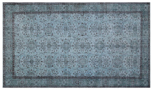 Blue Over Dyed Vintage Rug 5'4'' x 9'2'' ft 162 x 280 cm