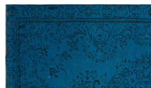 Turquoise Over Dyed Vintage Rug 4'10'' x 8'7'' ft 148 x 262 cm