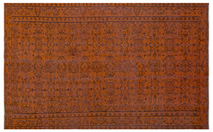 Brown Over Dyed Vintage Rug 5'5'' x 8'9'' ft 165 x 266 cm