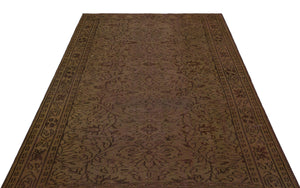 Brown Over Dyed Vintage Rug 5'9'' x 8'8'' ft 174 x 264 cm