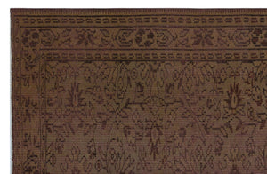 Brown Over Dyed Vintage Rug 5'9'' x 8'8'' ft 174 x 264 cm