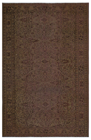 Brown Over Dyed Vintage Rug 5'9'' x 8'8'' ft 174 x 264 cm