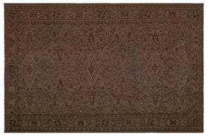 Brown Over Dyed Vintage Rug 5'9'' x 8'8'' ft 174 x 264 cm