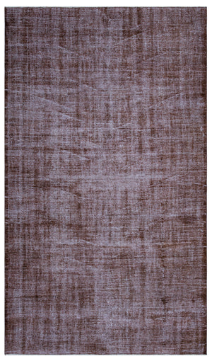 Brown Over Dyed Vintage Rug 5'7'' x 9'5'' ft 169 x 288 cm