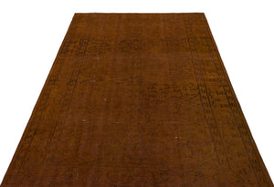 Brown Over Dyed Vintage Rug 5'3'' x 8'2'' ft 160 x 248 cm
