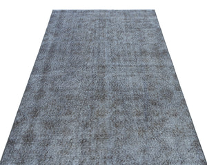 Blue Over Dyed Vintage Rug 4'2'' x 7'6'' ft 128 x 228 cm