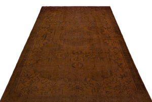 Brown Over Dyed Vintage Rug 5'6'' x 9'1'' ft 168 x 277 cm