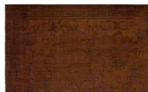 Brown Over Dyed Vintage Rug 5'6'' x 9'1'' ft 168 x 277 cm