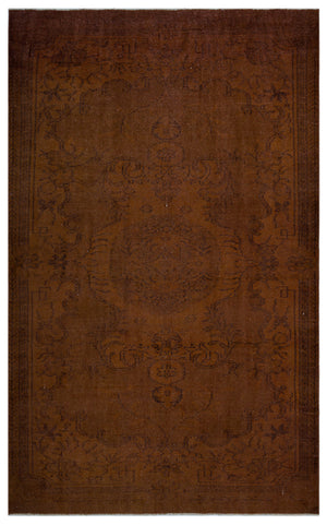 Brown Over Dyed Vintage Rug 5'6'' x 9'1'' ft 168 x 277 cm