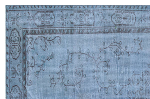 Blue Over Dyed Vintage Rug 5'9'' x 8'8'' ft 175 x 264 cm