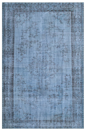 Blue Over Dyed Vintage Rug 5'9'' x 8'8'' ft 175 x 264 cm