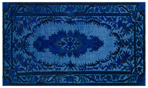 Blue Over Dyed Carved Rug 5'6'' x 9'5'' ft 167 x 286 cm