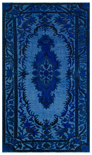 Blue Over Dyed Carved Rug 5'6'' x 9'5'' ft 167 x 286 cm