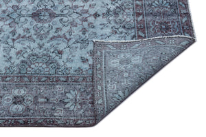 Blue Over Dyed Vintage Rug 5'7'' x 9'6'' ft 170 x 290 cm