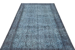Blue Over Dyed Vintage Rug 5'7'' x 9'6'' ft 170 x 290 cm