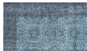 Blue Over Dyed Vintage Rug 5'7'' x 9'6'' ft 170 x 290 cm