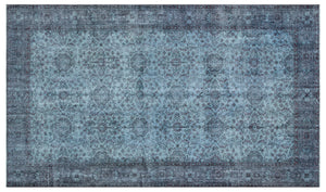 Blue Over Dyed Vintage Rug 5'7'' x 9'6'' ft 170 x 290 cm