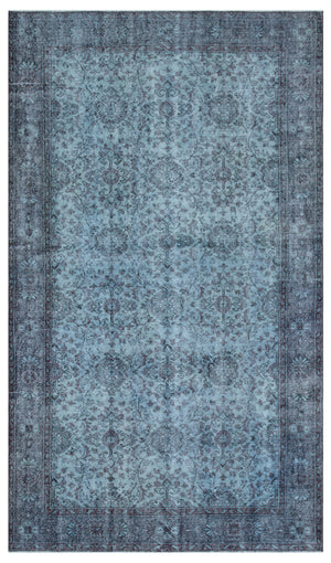 Blue Over Dyed Vintage Rug 5'7'' x 9'6'' ft 170 x 290 cm