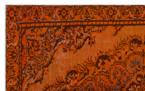 Orange Over Dyed Carved Rug 5'7'' x 9'2'' ft 170 x 280 cm
