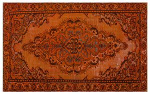 Orange Over Dyed Carved Rug 5'7'' x 9'2'' ft 170 x 280 cm