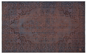Brown Over Dyed Vintage Rug 5'11'' x 9'7'' ft 180 x 292 cm