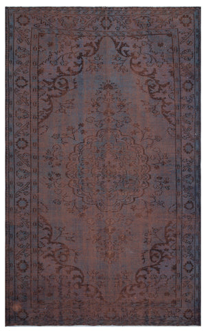 Brown Over Dyed Vintage Rug 5'11'' x 9'7'' ft 180 x 292 cm