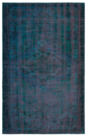 Blue Over Dyed Vintage Rug 5'9'' x 8'10'' ft 176 x 270 cm