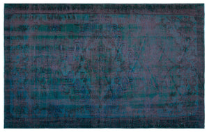 Blue Over Dyed Vintage Rug 5'9'' x 8'10'' ft 176 x 270 cm
