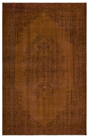 Brown Over Dyed Vintage Rug 5'5'' x 8'5'' ft 165 x 257 cm