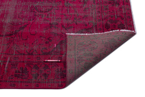 Red Over Dyed Vintage Rug 5'9'' x 9'6'' ft 176 x 290 cm