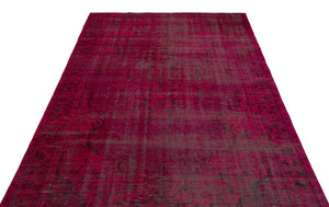 Red Over Dyed Vintage Rug 5'9'' x 9'6'' ft 176 x 290 cm