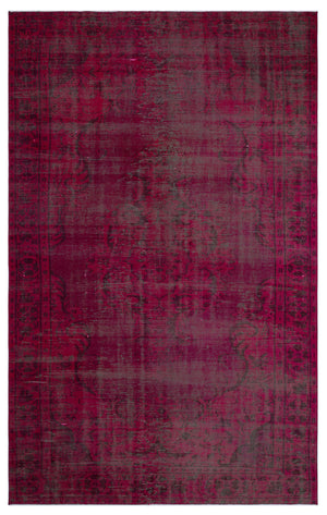 Red Over Dyed Vintage Rug 5'9'' x 9'6'' ft 176 x 290 cm