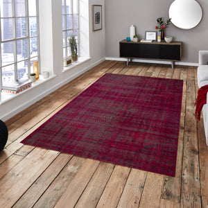 Red Over Dyed Rug I Traditional Design Rug | Turkish Rug | Hand Weaving Rug | Bedroom Rug | Wool Rug | Vintage Rug | Tumbled Rug | Naturel Rug | Boho Rug I 5'9'' x 9'6'' ft 176 x 290 cm
