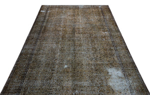 Brown Over Dyed Vintage Rug 5'8'' x 9'4'' ft 173 x 284 cm