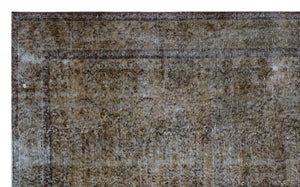 Brown Over Dyed Vintage Rug 5'8'' x 9'4'' ft 173 x 284 cm