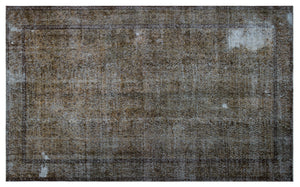 Brown Over Dyed Vintage Rug 5'8'' x 9'4'' ft 173 x 284 cm