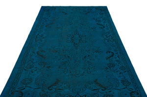 Turquoise Over Dyed Vintage Rug 5'7'' x 9'1'' ft 170 x 278 cm