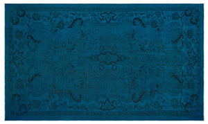 Turquoise Over Dyed Vintage Rug 5'7'' x 9'1'' ft 170 x 278 cm