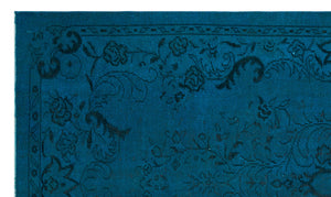 Turquoise Over Dyed Vintage Rug 5'7'' x 9'1'' ft 170 x 278 cm