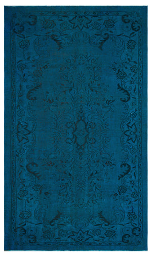 Turquoise Over Dyed Vintage Rug 5'7'' x 9'1'' ft 170 x 278 cm