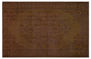 Brown Over Dyed Vintage Rug 5'9'' x 8'12'' ft 175 x 274 cm