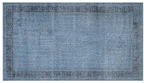 Blue Over Dyed Vintage Rug 5'10'' x 10'4'' ft 177 x 315 cm