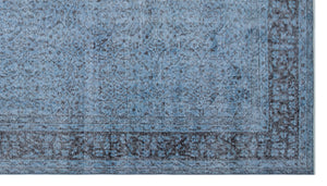 Blue Over Dyed Vintage Rug 5'10'' x 10'4'' ft 177 x 315 cm